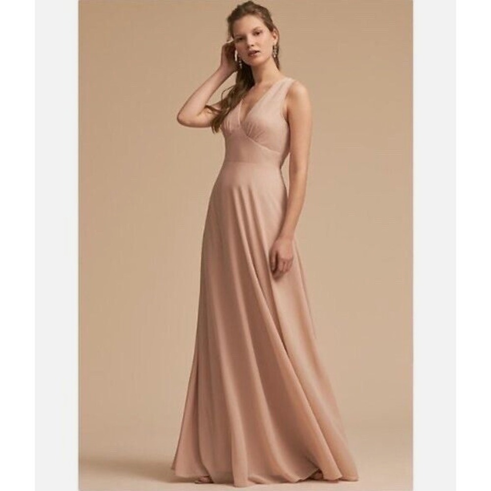 BHLDN Anthropologie Capulet Maxi Sleeveless Sheer Overlay Formal Nude Dress S